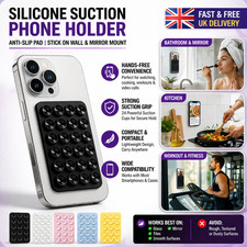 Matte Silicone Suction Phone Holder Anti Slip Pad Stick On Wall Mirror Mount DIY