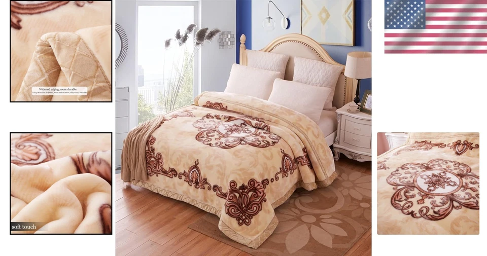 Edredón de visón coreano suave de 2 capas 86x95 pulgadas - Ideal para siestas acogedoras y noches frías Foto 2 de 4