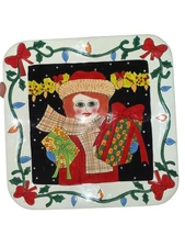 RARE Susan Paley by GANZ BELLA CASA 8X8 Square Plate Woman With Gifts