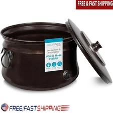 Hose Holder Decorative Pot Indoor Outdoor Storage Steel Lift Off Lid 200ft New