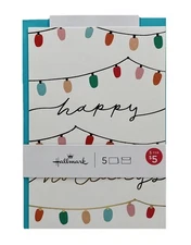 Hallmark Christmas Cards 5 Pack w/ Envelopes Holiday Lights Metallic Foil NEW