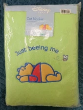 Mothercare Fleece Cot Blanket Winnie Pooh Green 120x150cm Just beeing me NEW