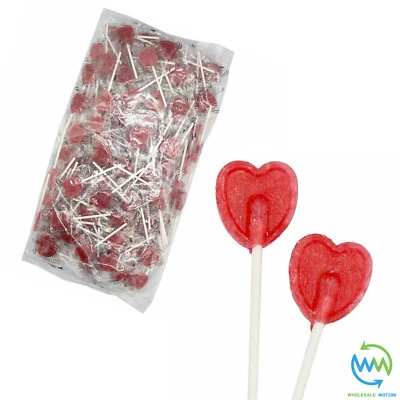 HEART LOLLIPOPS Sweets VALENTINES DAY Candy Love WEDDING Heart Red CHERRY LOLLY