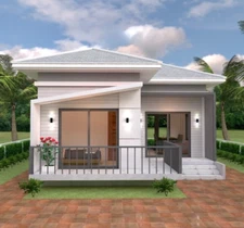 25x36 Feet Cute Small Houses Plan 7.5x11 Meter  2 Beds 1 Bath Hip (A4 Hard Copy)