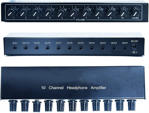 Aux Mini Jack TRS 3.5 Mm Input 1 in 10 Out Channel Headphone Amplifier Stereo Au - Picture 9 of 12