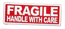 Fragile - Handle With Care Iron On Sew On Embroidered Patch 4" X 1 1/2"