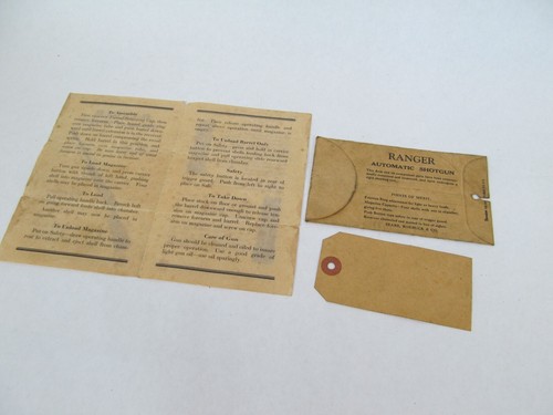 Sears and Roebuck Ranger Shotgun Manual and Paper Tags Only Vintage - Picture 2 of 2