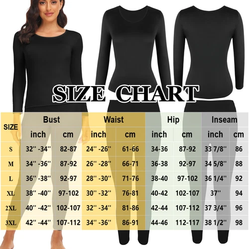 Womens Winter Ultra-Soft 2 Pc Thermal Set Top and Bottom Long Underwear Warm - Picture 15 of 27