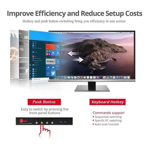 Conmutador KVM SIIG CE-H25611-S1 4PT HDMI2.0 4K HDR con USB3.0 y multimedia - Imagen 3 de 6