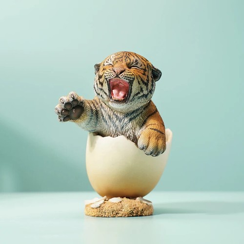JXK 1/6 El nacimiento de la cáscara de huevo bebé tigre modelo animal figura juguetes regalo de Navidad - Imagen 3 de 3