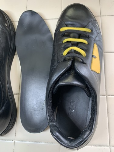 FENDI Men's Bugs Eye Monster Low Cut Sneakers EU41/US8 Leather Black. Preowned - Picture 10 of 17