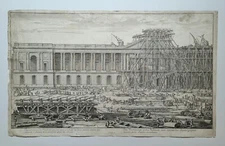 LECLERC Sébastien - "La mise en placement du pediment du LOUVRE".1677.