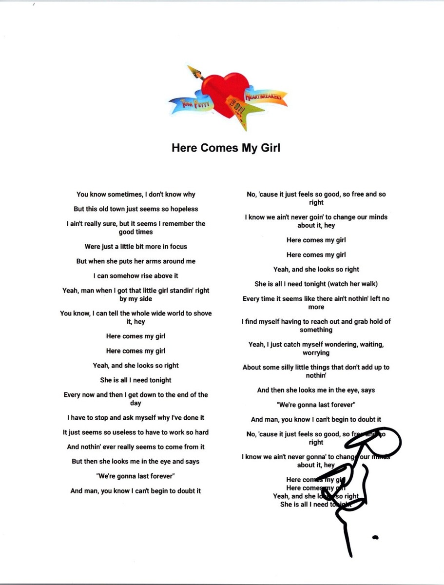 Ron Blair Tom Petty &amp; The Heartbreakers Here Comes My Girl Signed 