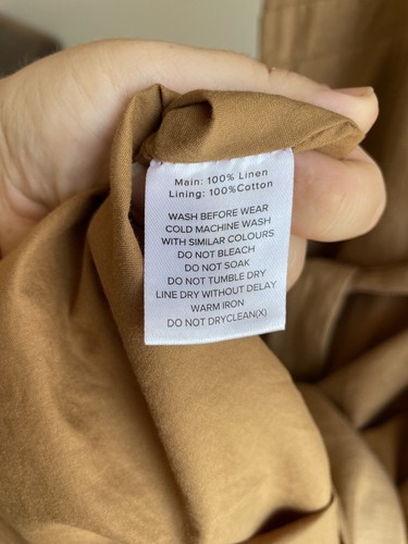 Aere Dress Size AU 12 Tie Waist Shirt Camel Linen Cotton - Bild 11 von 11