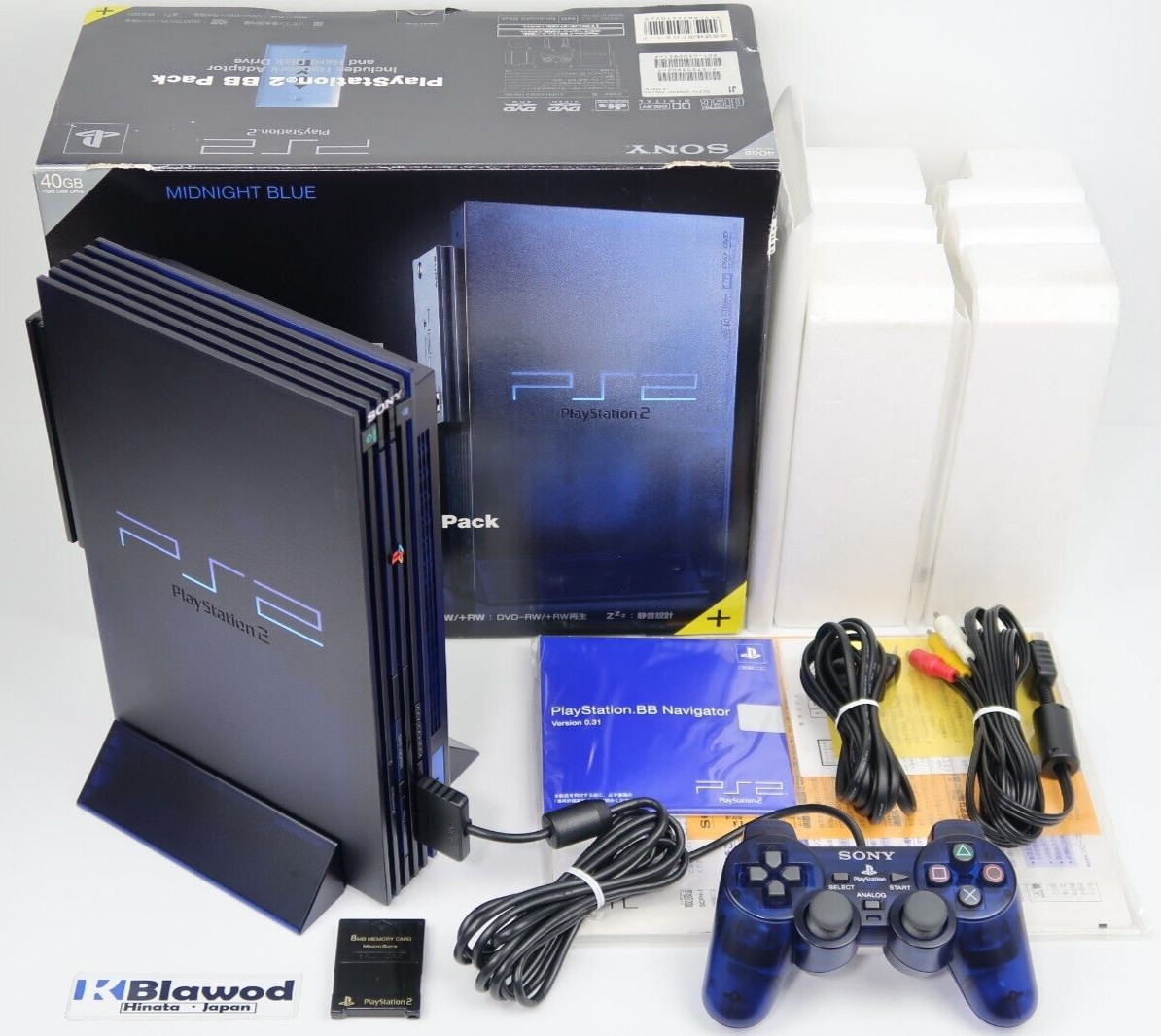Sony PlayStation 2 PS2 Console Midnight Blue SCPH-50000MB/NH w/Box 