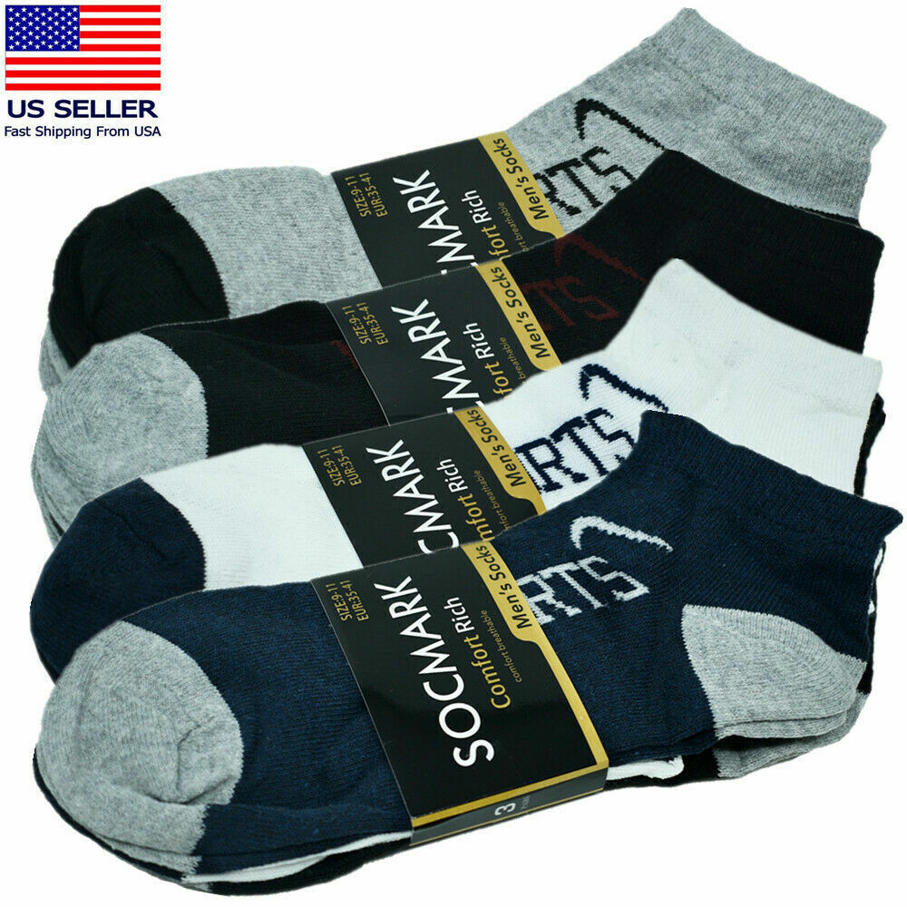 Mens 3-12 Pairs Cotton Sports Comfort Ankle/Quarter Crew Low Cut Socks Size 9-13 - Picture 23 of 36