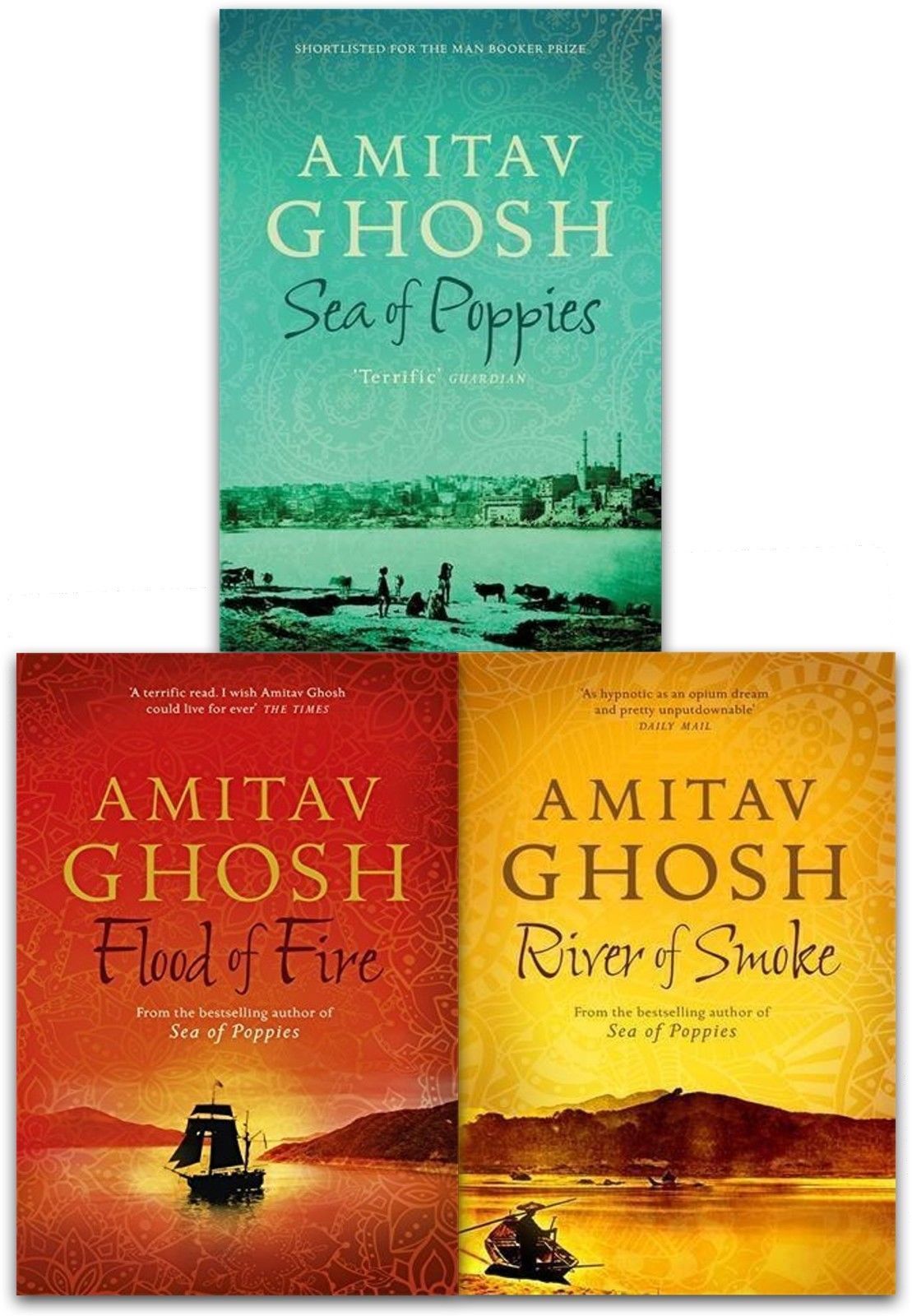 Amitav Ghosh Collection Sea of Poppies River of Smoke 3 Books Set NEW