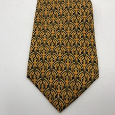 BURBERRY Vintage Yellow Blue Gold Mustard Tie Silk Necktie Equestrian