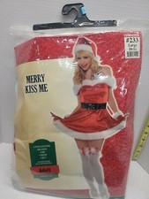 Christmas Holiday Costume Mrs Santa Size Womens Large 10-12 Hat Dress Belt