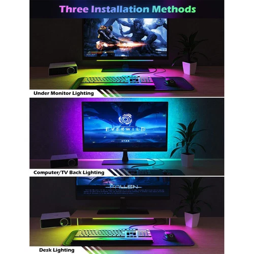 LED RGB Gaming Lichter Unter Monitor Lampe TV PC Musik Sync Lightbar USB DE - Bild 18 von 21