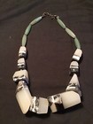 AVENTURINE GREEN GEMSTONE CHUNKY NECKLACE VINTAGE UNIQUE FIND UNSIGNED STATEMENT — photo 1