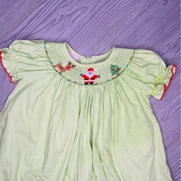 petit bebe vestido de navidad con papá Noel, reno, árbol de navidad vestido 3t Foto 2 de 4
