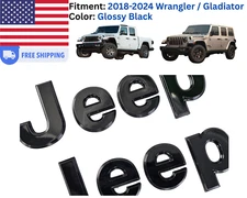 Fit for 2018-2024 Jeep Wrangler / Gladiator Fender Emblem Badge Glossy Black 2Pc