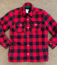 Tommy Bahama Shirt Boys XL 14 Sherpa Lined Buffalo Plaid Shacket Snap Jacket