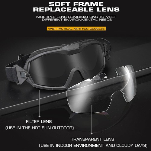 Sinairsoft Tactical Military Goggles Glasses Anti-Fog Anti-Shock Fan Eye Protect - Picture 4 of 14