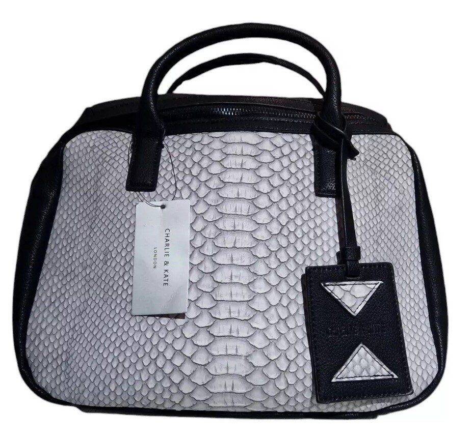 Charlie Kate Diana Grab Bag Snakeskin White