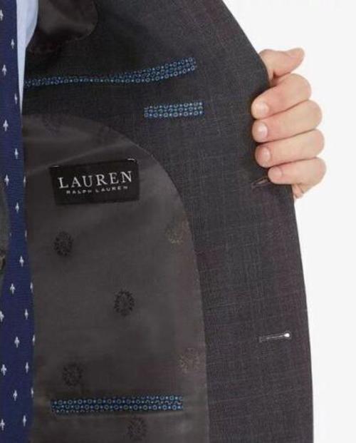 Lauren Ralph Lauren Classic-Fit UltraFlex Suit Jacket Grey/Blue Plaid 50L NWT - Picture 7 of 7