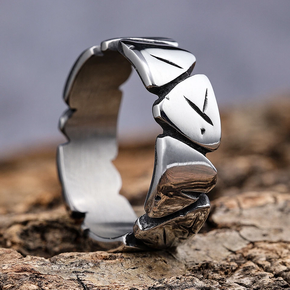 Anillo de acero inoxidable para hombre anillo de promesa rock hip hop anillo liso daños por arañazos Foto 2 de 4