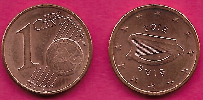 IRELAND 1 EURO CENT 2012 UNC NOT BEING MINTED ANY MORE,THE CELTIC