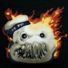 Black Ghostbusters Flaming Stay Puft Marshmallow Man On Fire T-Shirt New Medium