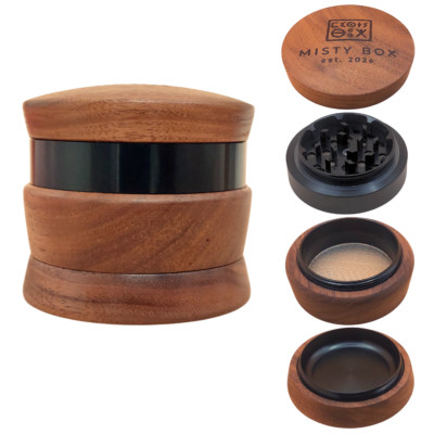 Grinder Holz | Crusher, 4-teilige Kräutermühle, Premium Tabakmühle - Misty Box