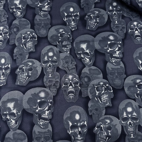1 Yard OOP Mist + Bone Skulls Alexander Henry Fabric 2017