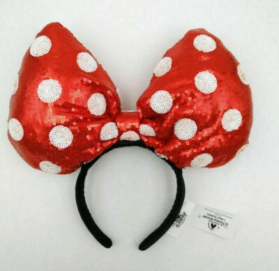 Disney Park Minnie Mouse Orejas Nuevo Raro Blanco Lunares Rojo Lazo Grande Diadema