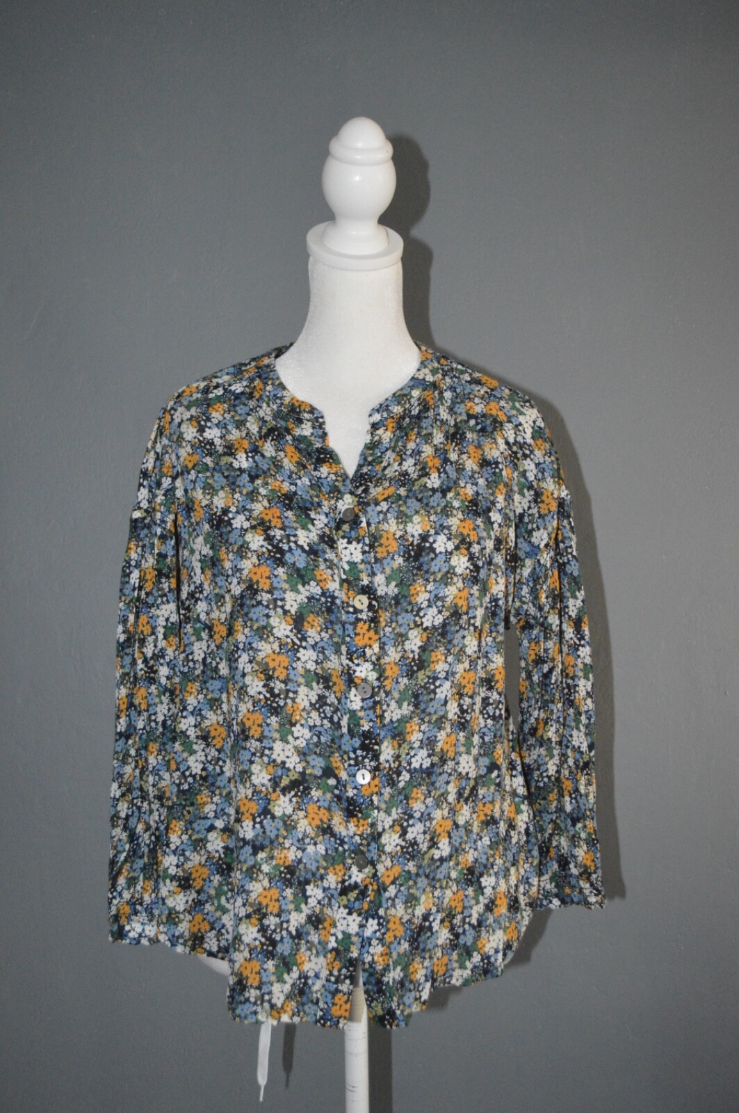 J. Jill Sz XS Petite Floral Print Multicolor 3/4 Sleeve Top