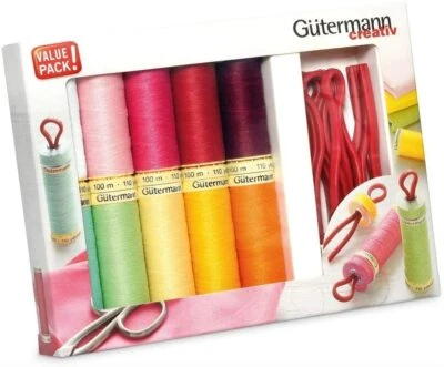 Gütermann 734565 Nähgarn-Set mit Bobbin-Clips 10 x 100 m, Spulen, Set - Bild 1 von 2