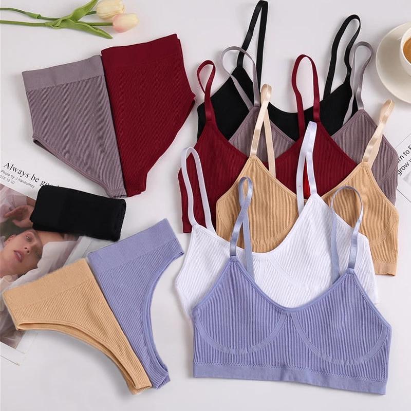 Seamless Bralette Panties - Fitness Sports Underwear L-XL Women Brassiere Sets-image