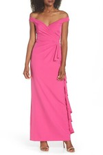Vince Camuto Laguna Off the Shoulder Scuba Gown Sz 2 Fuchsia