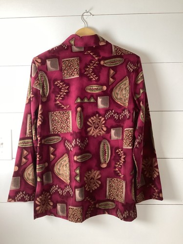 Maglione donna medio vintage Caribou New York quarto zip geometrico Granny Core - Foto 2 di 7