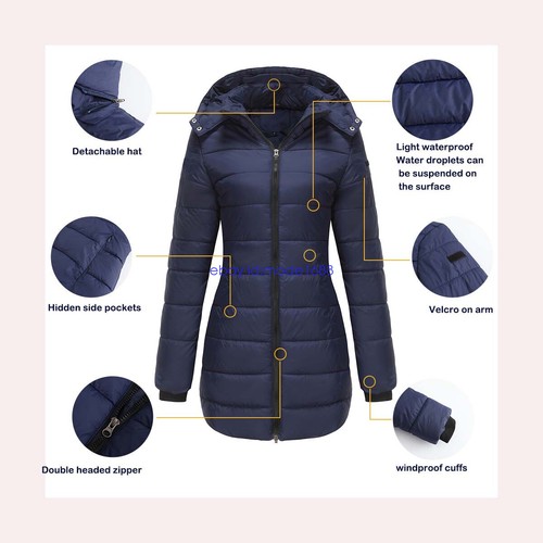 Neu Damen Winterjacke Winter Mantel Abnehmbar Kapuze Jacke Große Warm Steppjacke - Bild 5 von 31