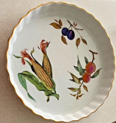 Royal Worcester Evesham Gold Quiche Dish 13 1/4 Inches Diameter England VGUC