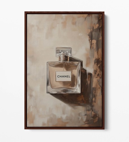 BEIGE PERFUME BOTTLE OIL PAINT STYLE FLOAT EFFECT CANVAS WALL ART PIC PRINT - Picture 6 of 12