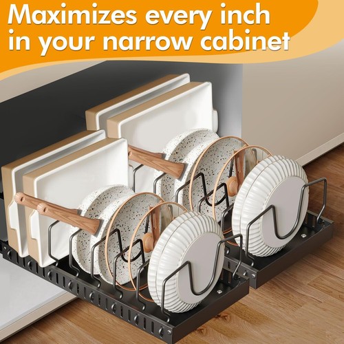 2 Pcs Pull-Out Pots and Pans Organizer Set for Kitchen Cabinet Storage - Picture 7 of 7