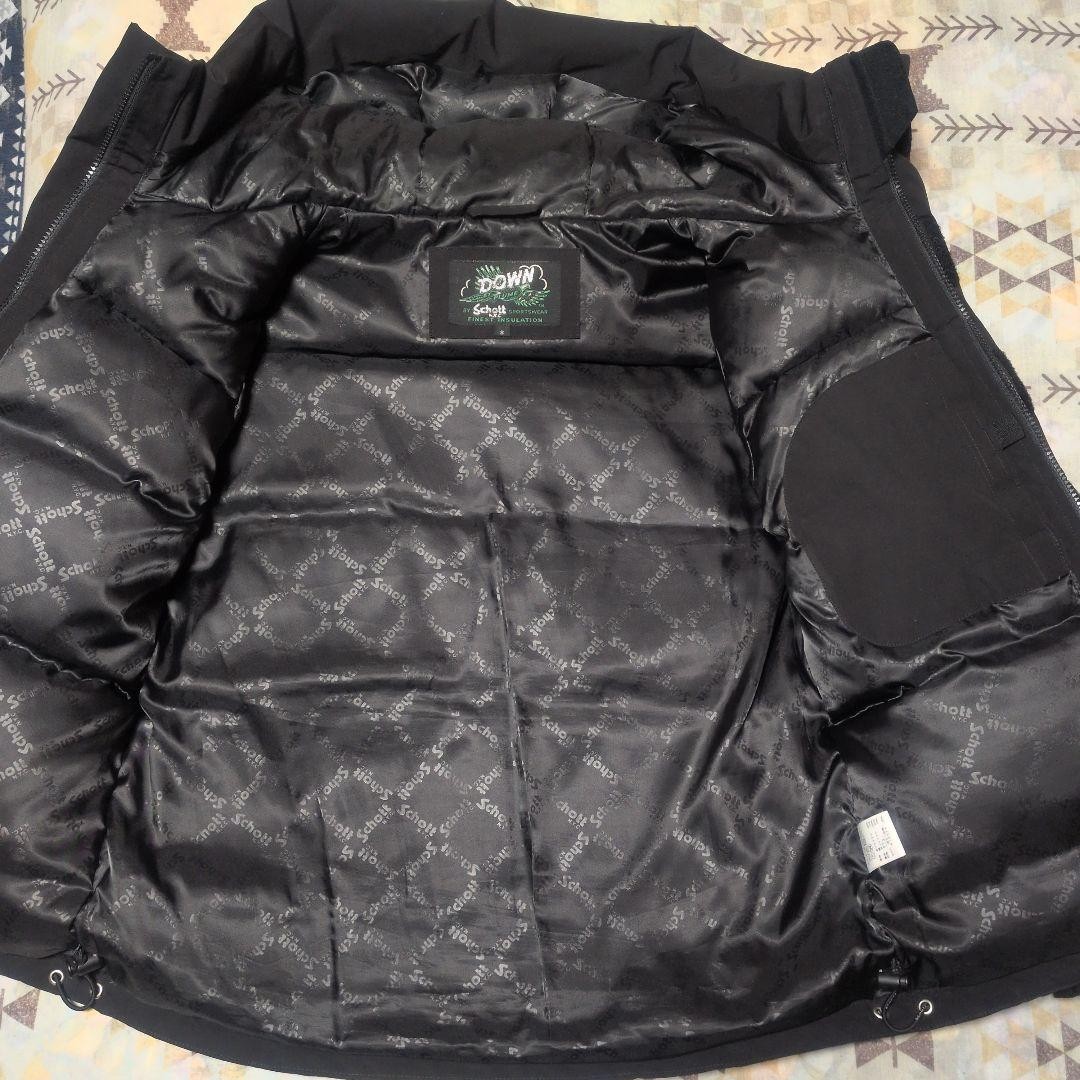 Schott 2TONE DOWN JACKET Coat Polyester Black Log… - image 15