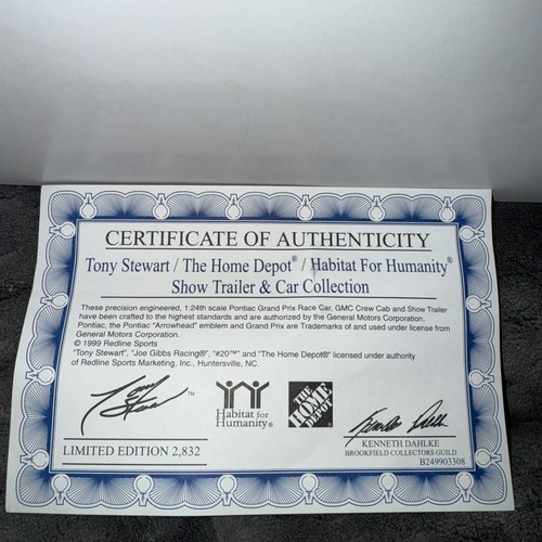 1999 Brookfield Collectors Guild Tony Stewart Triple Signed Diecast 1:24 - Picture 5 of 7