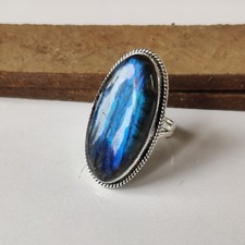 Amazing Labradorite Gemstone Ring 925 Sterling Silver Wedding Gift Ring PG8290