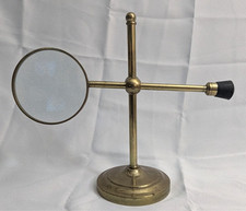 VTG Brass Industrial-Style Magnifying Glass on Adjustable Stand - ROC Taiwan VG